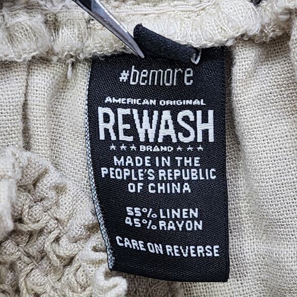 Rewash Pants Womens L Tan Khaki Linen Blend Pull On Wide Leg Casual Pockets - Picture 7 of 13